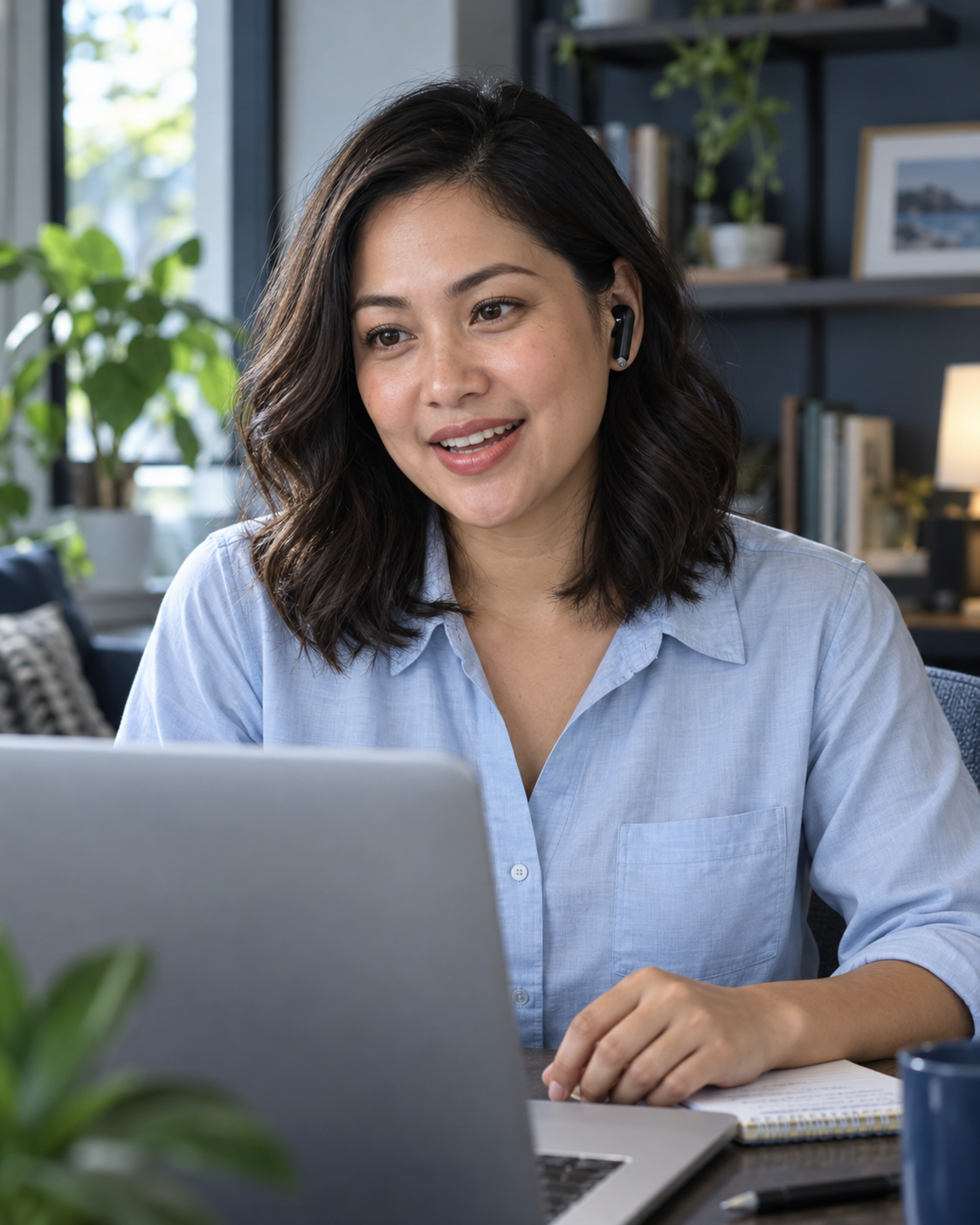 Illustrative Philippine team member speaking on a video call